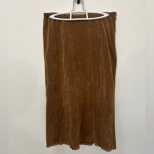 J. Jill Brown Midi Fine Whale Corduroy Skirt Ruffles Spring